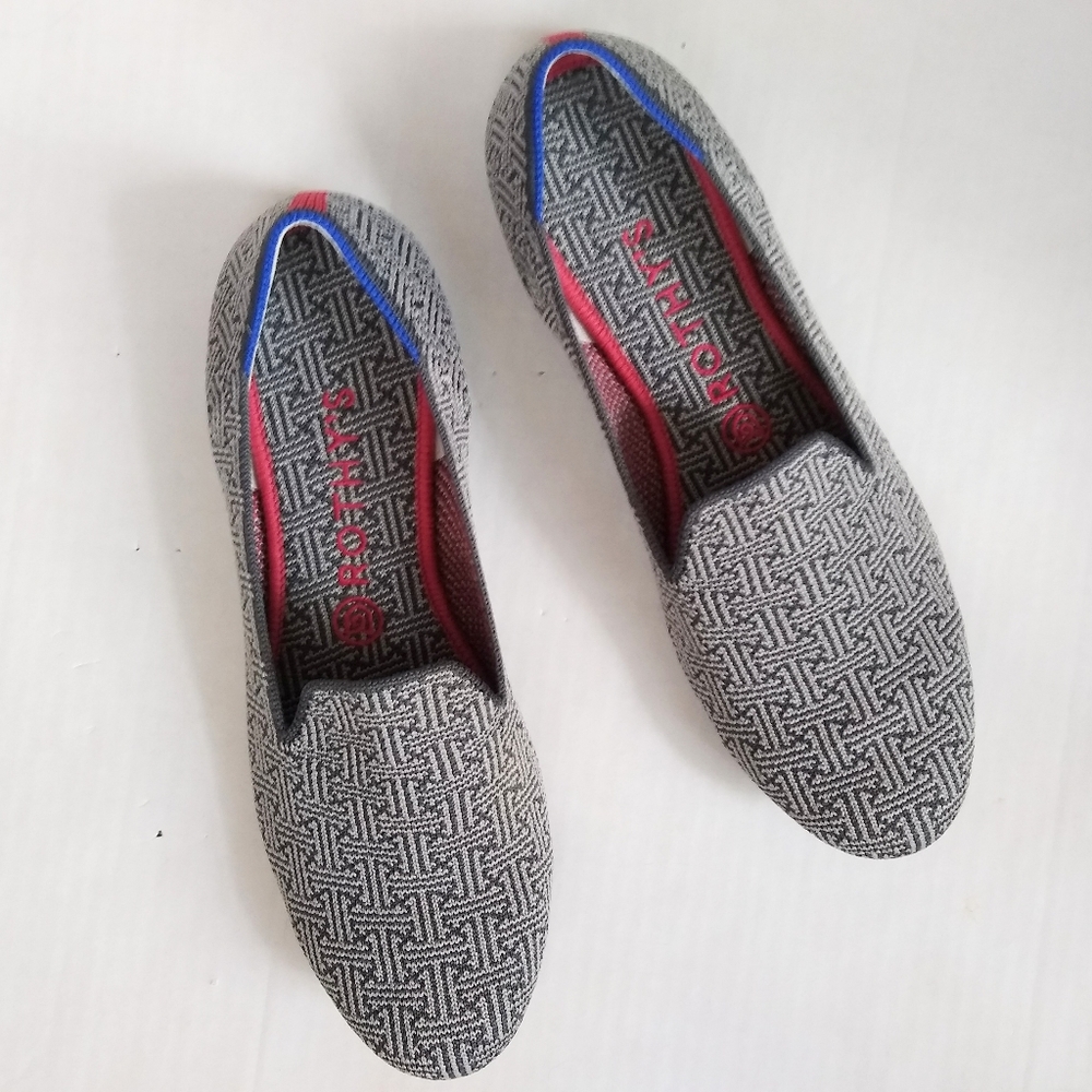 ROTHY'S retired Charcoal Grid grey print loafer, 9